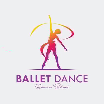 Young gymnast woman dance with ribbon logo vector