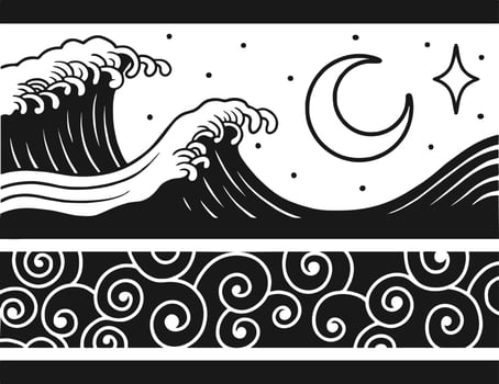 Japanese wave illustration pattern concept vector