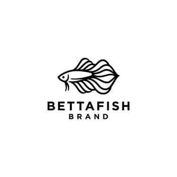 simple line beauty betta fish guppy logo icon design vector in trendy minimal outline style