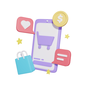 Online Shopping E Commerce 3D Illustrations png