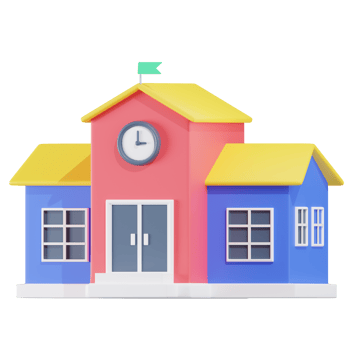 School Building Education 3D Illustrations png