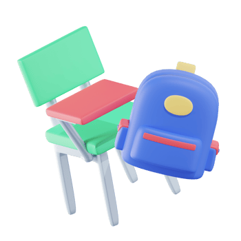 Chair and Bag Education 3D Illustrations png