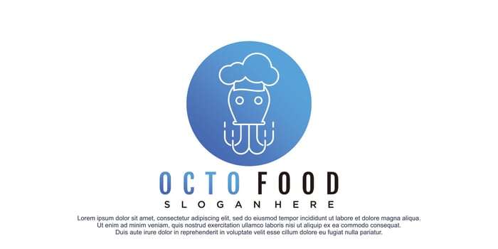 Octopus logo with creative design for food business vector