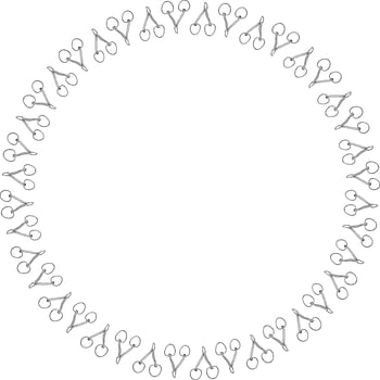 Round frame with black-and-white cherries on white background. Vector image.