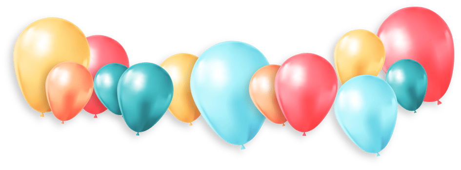Colorful Birthday Balloons with Shadow png