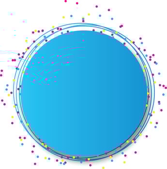 Paper round white card with color drops. Vector illustration.