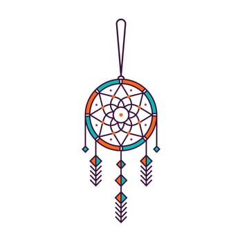 hippie colorful Dream catcher icon vector in linear style illustration isolated on white background