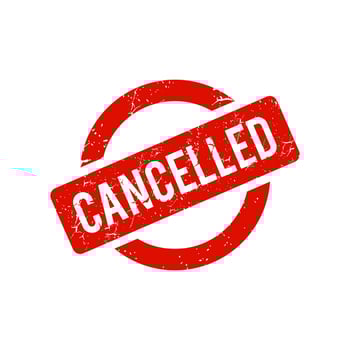 cancelled stamp. cancelled square grunge sign. vector element icon in red color with rustic effect