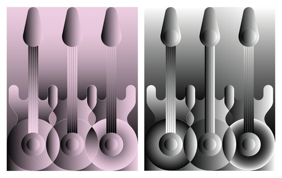 Three Metallic Guitars vector