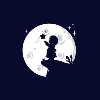 Reach Dreams logo with Moon symbol, Reaching Star logo vector