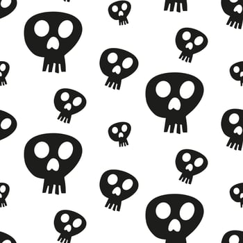 Vector halloween seamless patterns. Cartoon skulls. Halloween elements for scrap-booking. Illustration for seasonal design, textile, decoration or greeting card. Hand drawn prints and doodle.