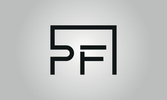 Letter PF logo design. PF logo with square shape in black colors vector free vector template.