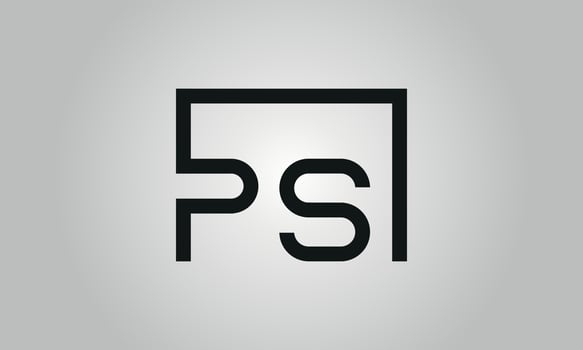Letter PS logo design. PS logo with square shape in black colors vector free vector template.