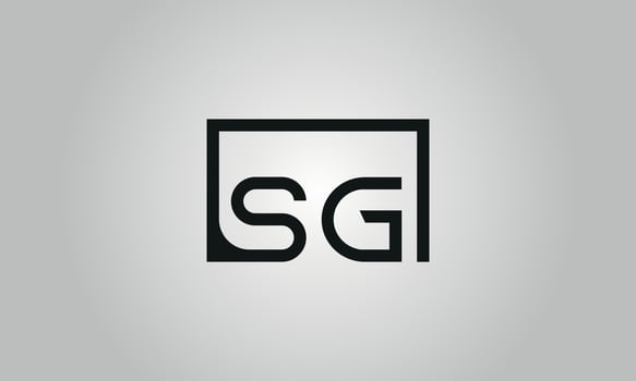 Letter SG logo design. SG logo with square shape in black colors vector free vector template.
