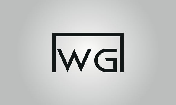 Letter WG logo design. WG logo with square shape in black colors vector free vector template.