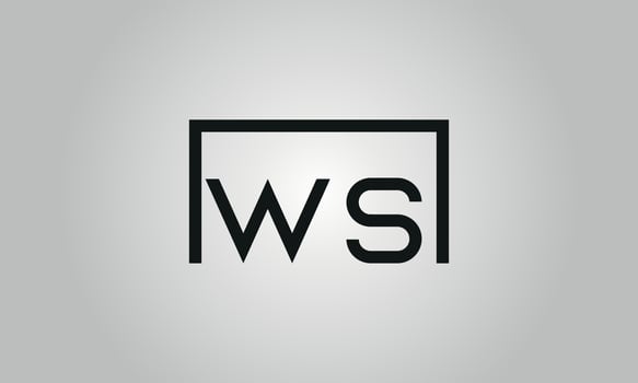 Letter WS logo design. WS logo with square shape in black colors vector free vector template.