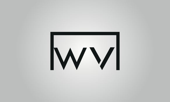 Letter WV logo design. WV logo with square shape in black colors vector free vector template.
