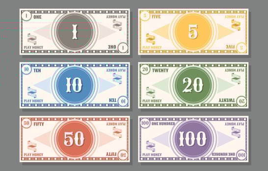 Fake Play Money Elements vector