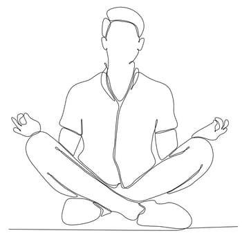 continuous line drawing of man by body yoga vector illustration