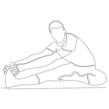 continuous line drawing of man by body yoga vector illustration