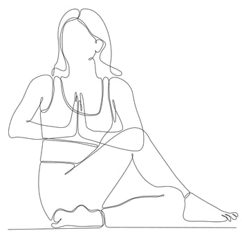 continuous line drawing of woman by body yoga vector illustration