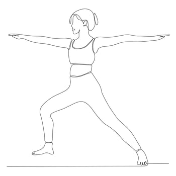 continuous line drawing of woman by body yoga vector illustration