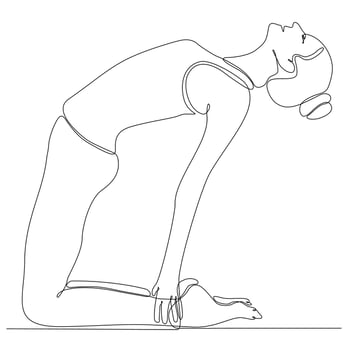 continuous line drawing of woman by body yoga vector illustration