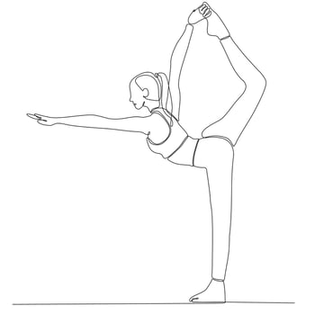 continuous line drawing of woman by body yoga vector illustration