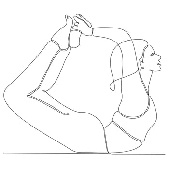 continuous line drawing of woman by body yoga vector illustration
