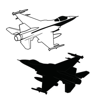 modern jet fighter black and white vector design