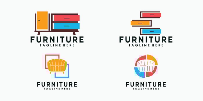 set of furniture logo design with creative concept premium vector