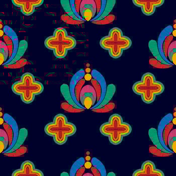 Floral Hungarian polish Moravian folk ethnic seamless pattern design. Aztec fabric carpet boho mandalas textile decor wallpaper. Tribal native motif flower traditional embroidery vector