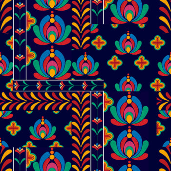 Floral Hungarian polish Moravian folk ethnic seamless pattern design. Aztec fabric carpet boho mandalas textile decor wallpaper. Tribal native motif flower traditional embroidery vector