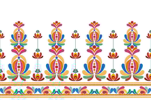 Floral Hungarian polish Moravian folk ethnic seamless pattern design. Aztec fabric carpet boho mandalas textile decor wallpaper. Tribal native motif flower traditional embroidery vector