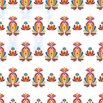 Floral Hungarian polish Moravian folk ethnic seamless pattern design. Aztec fabric carpet boho mandalas textile decor wallpaper. Tribal native motif flower traditional embroidery vector