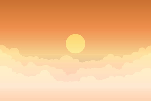 cloudy sunset in orange sky vector