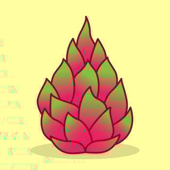 Vector illustration of cute red dragon fruit
