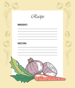 recipe paper with vegetarian food vector