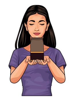 woman lifting coffee bag vector
