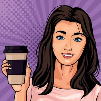 woman with take away coffee scene vector