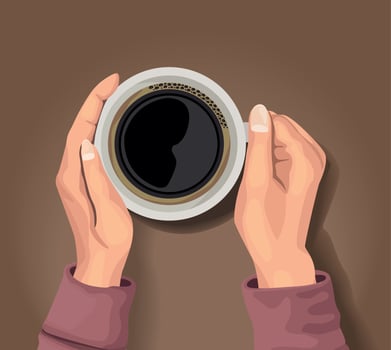 hands with coffee cup vector