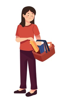 woman buying school supplies vector
