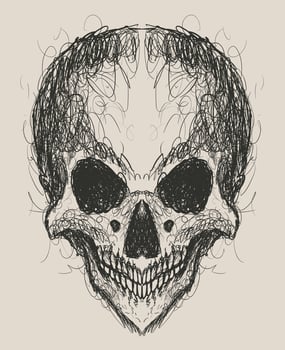 illustration abstract skull head with scrible style vector