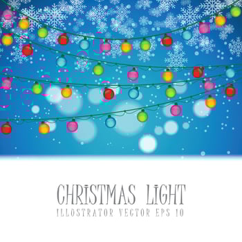 Christmas Light Bulb On Snow Background. vector
