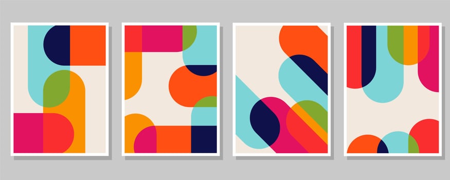 Abstract Bauhaus geometric pattern background vector circle