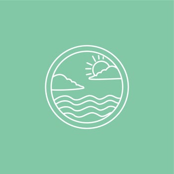 simple ocean theme outline logo vector