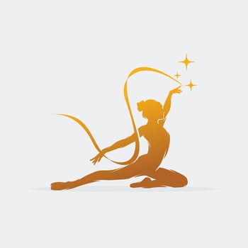 Young gymnast woman dance with ribbon logo vector