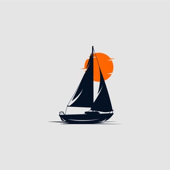 sailing ship logo design template vector