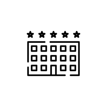 Hotel, Apartment, Townhouse, Residential Dotted Line Icon Vector Illustration Logo Template. Suitable For Many Purposes.