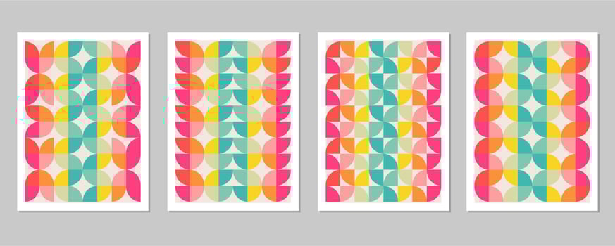 Abstract Bauhaus geometric pattern background vector circle